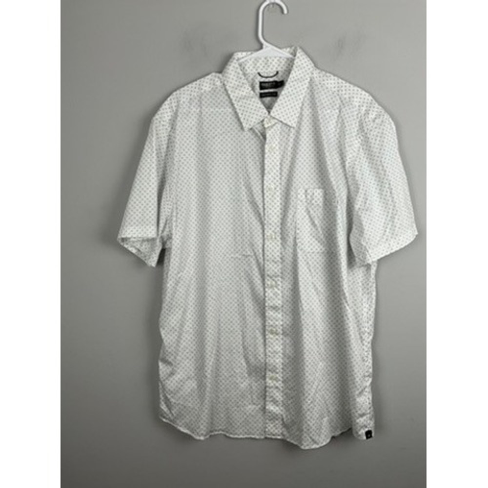 Faherty The Movement Shirt Mens White Micro‎ Dot Short Sleeve Button Up Size XXL